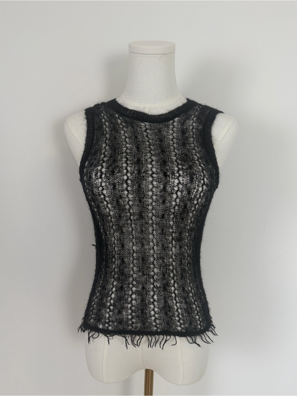 Y2K Vintage Ralph Lauren Mohair Open Knit Tank Top XS